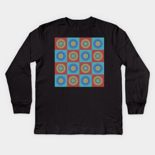 1960's style abstract geometrical design Kids Long Sleeve T-Shirt